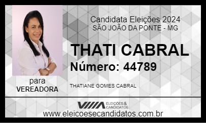 Candidato THATI CABRAL 2024 - SÃO JOÃO DA PONTE - Eleições