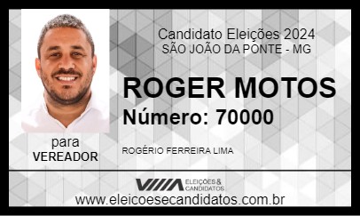 Candidato ROGER MOTOS 2024 - SÃO JOÃO DA PONTE - Eleições