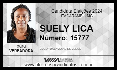 Candidato SUELY LICA 2024 - ITACARAMBI - Eleições