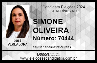 Candidato SIMONE OLIVEIRA 2024 - PATROCÍNIO - Eleições