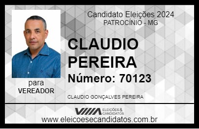 Candidato CLAUDIO PEREIRA 2024 - PATROCÍNIO - Eleições