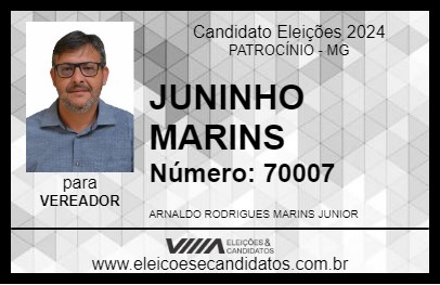 Candidato JUNINHO MARINS 2024 - PATROCÍNIO - Eleições