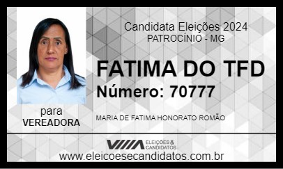 Candidato FATIMA DO TFD 2024 - PATROCÍNIO - Eleições