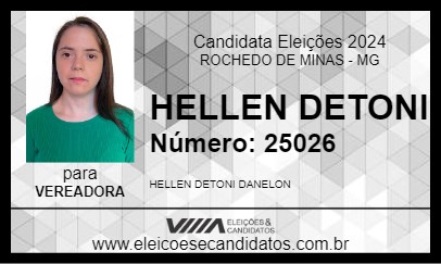 Candidato HELLEN DETONI 2024 - ROCHEDO DE MINAS - Eleições