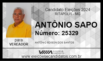 Candidato ANTÔNIO SAPO 2024 - RITÁPOLIS - Eleições