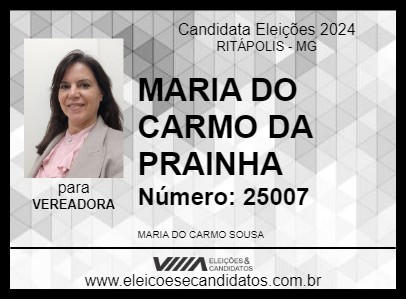 Candidato MARIA DO CARMO DA PRAINHA 2024 - RITÁPOLIS - Eleições