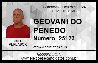 Candidato GEOVANI  DO PENEDO 2024 - RITÁPOLIS - Eleições