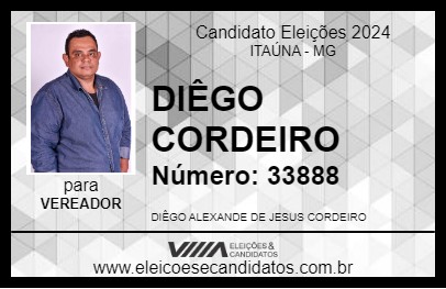 Candidato DIEGÃO CORDEIRO 2024 - ITAÚNA - Eleições