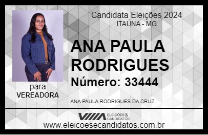 Candidato ANA PAULA RODRIGUES  2024 - ITAÚNA - Eleições