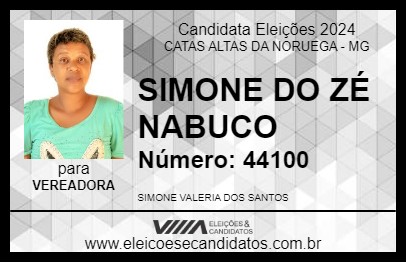 Candidato SIMONE DO ZÉ NABUCO 2024 - CATAS ALTAS DA NORUEGA - Eleições