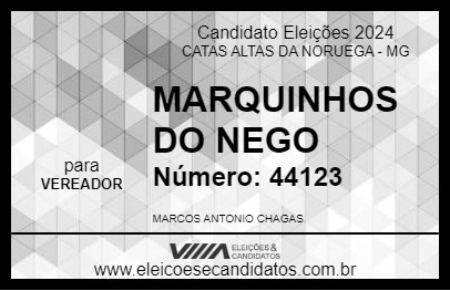 Candidato MARQUINHOS DO NEGO 2024 - CATAS ALTAS DA NORUEGA - Eleições