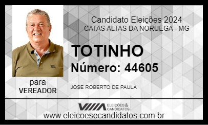 Candidato TOTINHO 2024 - CATAS ALTAS DA NORUEGA - Eleições