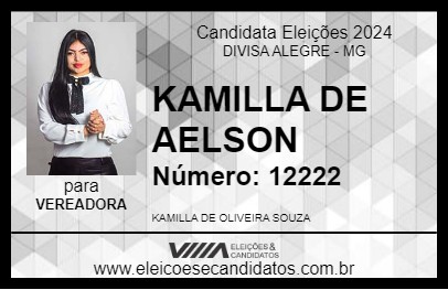 Candidato KAMILLA DE AELSON 2024 - DIVISA ALEGRE - Eleições