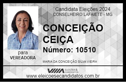 Candidato CONCEIÇÃO CEIÇA 2024 - CONSELHEIRO LAFAIETE - Eleições