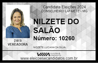 Candidato NILZETE DO SALÃO 2024 - CONSELHEIRO LAFAIETE - Eleições