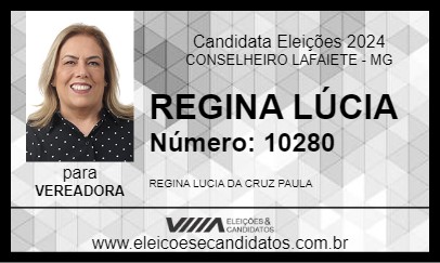 Candidato REGINA LÚCIA 2024 - CONSELHEIRO LAFAIETE - Eleições