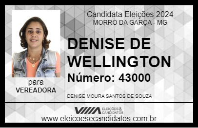 Candidato DENISE DE WELLINGTON 2024 - MORRO DA GARÇA - Eleições