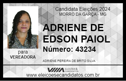 Candidato ADRIENE DE EDSON PAIOL 2024 - MORRO DA GARÇA - Eleições