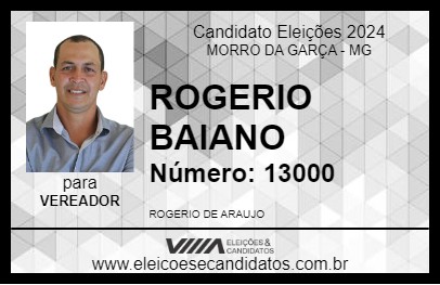 Candidato ROGERIO BAIANO 2024 - MORRO DA GARÇA - Eleições