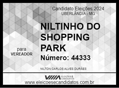 Candidato NILTINHO DO SHOPPING PARK 2024 - UBERLÂNDIA - Eleições