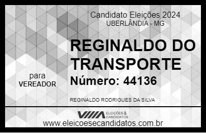 Candidato REGINALDO DO TRANSPORTE 2024 - UBERLÂNDIA - Eleições