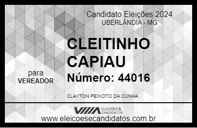 Candidato CLEITINHO CAPIAU 2024 - UBERLÂNDIA - Eleições