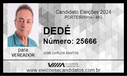 Candidato DEDÉ 2024 - PORTEIRINHA - Eleições