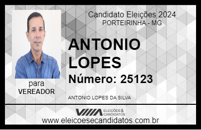 Candidato ANTONIO LOPES 2024 - PORTEIRINHA - Eleições