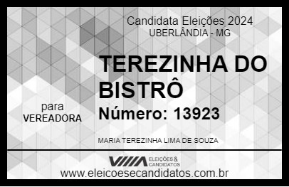 Candidato TEREZINHA DO BISTRÔ 2024 - UBERLÂNDIA - Eleições