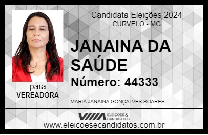 Candidato JANAINA DA SAÚDE 2024 - CURVELO - Eleições