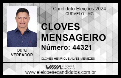 Candidato CLOVES MENSAGEIRO 2024 - CURVELO - Eleições