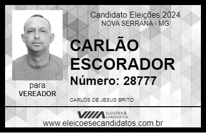 Candidato CARLÃO ESCORADOR 2024 - NOVA SERRANA - Eleições