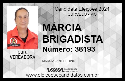 Candidato MÁRCIA BRIGADISTA 2024 - CURVELO - Eleições