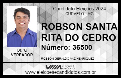 Candidato ROBSON SANTA RITA DO CEDRO 2024 - CURVELO - Eleições