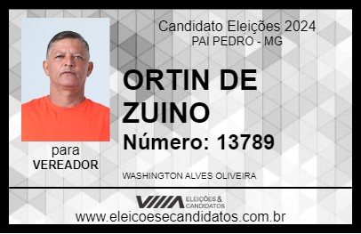 Candidato ORTIN DE ZUINO 2024 - PAI PEDRO - Eleições