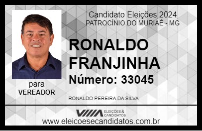 Candidato RONALDO FRANJINHA 2024 - PATROCÍNIO DO MURIAÉ - Eleições