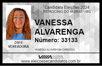 Candidato VANESSA ALVARENGA 2024 - PATROCÍNIO DO MURIAÉ - Eleições