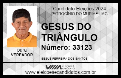 Candidato GESUS DO TRIÂNGULO 2024 - PATROCÍNIO DO MURIAÉ - Eleições