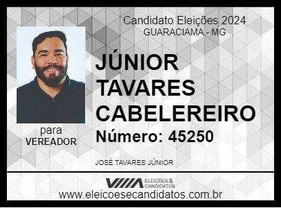 Candidato JÚNIOR TAVARES CABELEREIRO 2024 - GUARACIAMA - Eleições