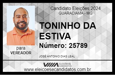 Candidato TONINHO DA ESTIVA 2024 - GUARACIAMA - Eleições