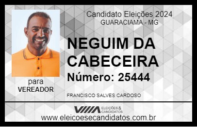 Candidato NEGUIM DA CABECEIRA 2024 - GUARACIAMA - Eleições