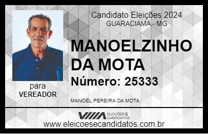 Candidato MANOELZINHO DA MOTA 2024 - GUARACIAMA - Eleições