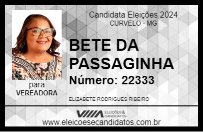 Candidato BETE DA PASSAGINHA 2024 - CURVELO - Eleições