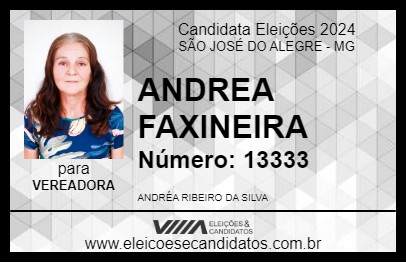 Candidato ANDREA FAXINEIRA 2024 - SÃO JOSÉ DO ALEGRE - Eleições