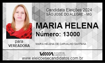 Candidato MARIA HELENA 2024 - SÃO JOSÉ DO ALEGRE - Eleições