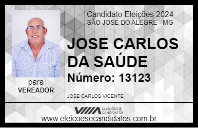 Candidato JOSE CARLOS DA SAÚDE 2024 - SÃO JOSÉ DO ALEGRE - Eleições