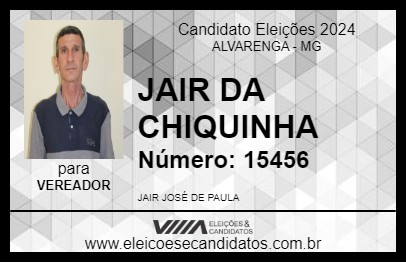 Candidato JAIR DA CHIQUINHA 2024 - ALVARENGA - Eleições