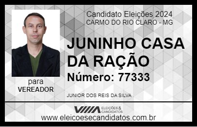 Candidato JUNINHO CASA DA RAÇÃO 2024 - CARMO DO RIO CLARO - Eleições