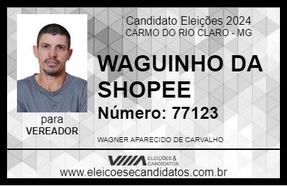 Candidato WAGUINHO DA SHOPEE 2024 - CARMO DO RIO CLARO - Eleições