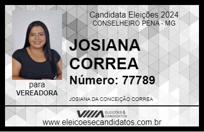 Candidato JOSIANA CORREA 2024 - CONSELHEIRO PENA - Eleições